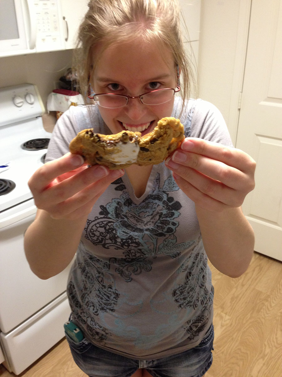 Me enjoying the results of my baking!